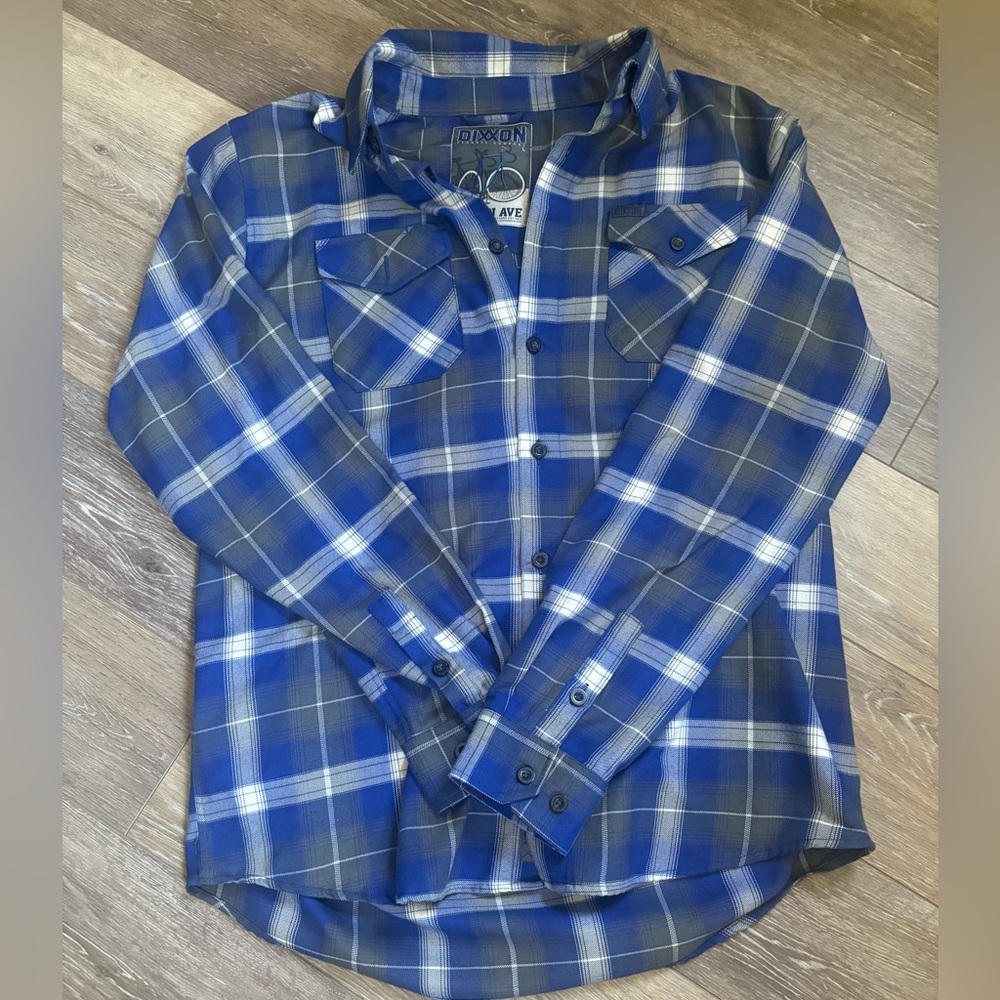 DIXXON Navy and White Plaid Casual Shirt